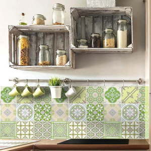 Sada 9 nástěnných samolepek Ambiance Azulejos Shade of Green, 10 x 10 cm obraz