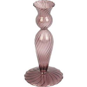 Hnědý skleněný svícen PT LIVING Swirl, výška 17 cm obraz