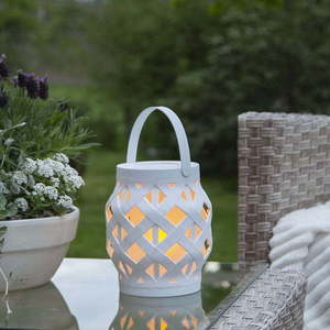Bílá lucerna Star Trading Flame Lantern, výška 16 cm obraz