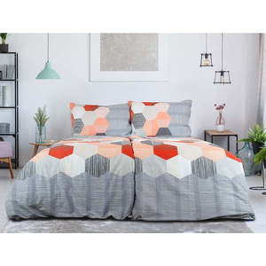 Šedé krepové povlečení na jednolůžko 140x200 cm Honey Comb – B.E.S. obraz
