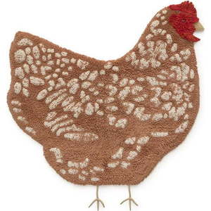 Hnědý pratelný ručně tkaný bavlněný dětský koberec 110x100 cm Chicken – Lorena Canals obraz