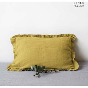 Lněný povlak na polštář 40x40 cm Lemon Curry – Linen Tales obraz