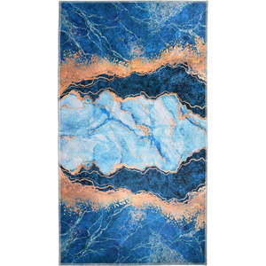 Modrý/ve zlaté barvě koberec běhoun 200x80 cm - Vitaus obraz