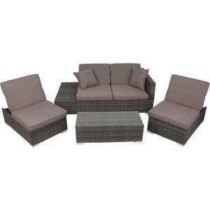 Šedý zahradní lounge set z umělého ratanu pro 4 Alcudia – Garden Pleasure obraz