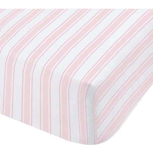 Růžovo-bílé bavlněné prostěradlo Bianca Check and Stripe, 90 x 190 cm obraz