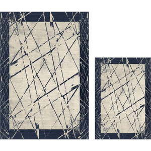 Modro-béžové koupelnové předložky v sadě 2 ks 60x100 cm Geometric – Mila Home obraz