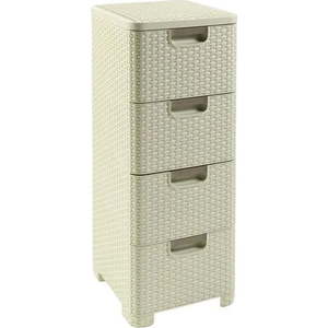 Krémová plastová vysoká koupelnová skříňka 33x79 cm Rattan – Curver obraz