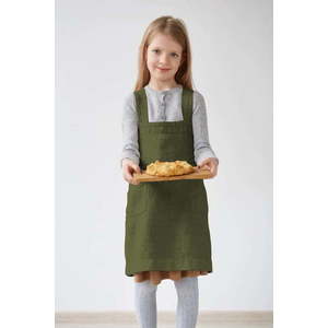 Dětská tmavě zelená lněná zástěra Linen Tales Pinafore, 60 x 34 cm obraz