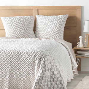 Bílý/béžový set přehozu a povlaku na polštář z mikrovlákna 220x240 cm Joana – douceur d'intérieur obraz