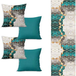 Set běhounu na stůl a 4 povlaků na polštáře Optic - Minimalist Cushion Covers obraz