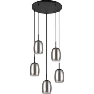 Závěsné svítidlo se skleněným stínidlem ø 48 cm v černo-stříbrné barvě Barret – Trio Select obraz