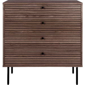 Tmavě hnědá nízká komoda v dekoru dubu 80x85 cm Kyoto – House Nordic obraz