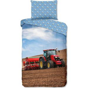 Modré flanelové dětské povlečení na jednolůžko 140x200 cm Tractor – Good Morning obraz