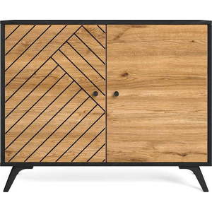 Černá/přírodní komoda v dekoru dubu 92x81 cm Zebra – Marckeric obraz