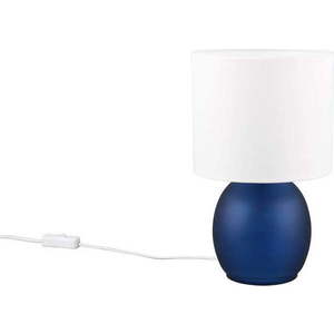 Bílo-modrá stolní lampa s textilním stínidlem (výška 29 cm) Vela – Trio obraz
