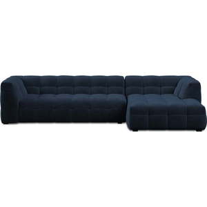 Modrá sametová rohová pohovka Windsor & Co Sofas Vesta, pravý roh obraz