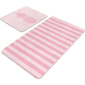Růžové sametové koupelnové předložky v sadě 2 ks 60x100 cm – Mila Home obraz
