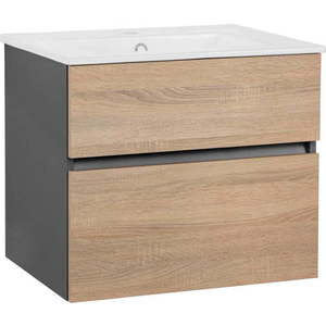 Závěsná skříňka bez umyvadla v dekoru dubu v přírodní barvě 60x52 cm Wisla – Støraa obraz