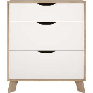 Bílá/v přírodní barvě komoda v dekoru dubu 79x92x40 cm Ikast – Tvilum obraz