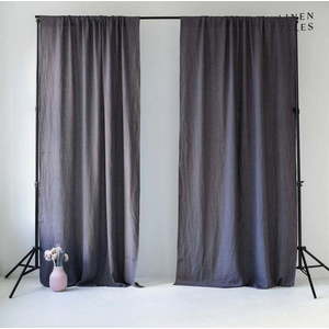 Tmavě šedý závěs 140x330 cm Night Time – Linen Tales obraz