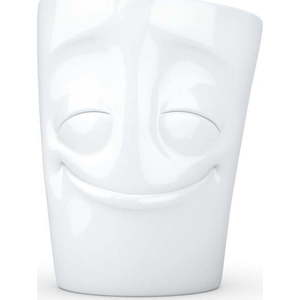 Bílý spokojený porcelánový hrnek s ouškem 58products, objem 350 ml obraz