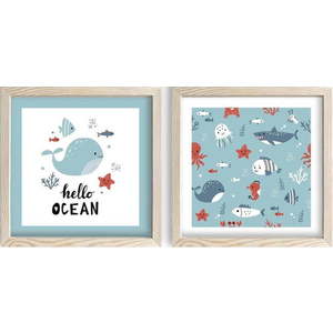 Dětské obrázky v sadě 2 ks 33x33 cm Hello Ocean – Wallity obraz