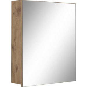 Závěsná koupelnová skříňka se zrcadlem v dekoru dubu v přírodní barvě 60x70 cm Wisla – Støraa obraz