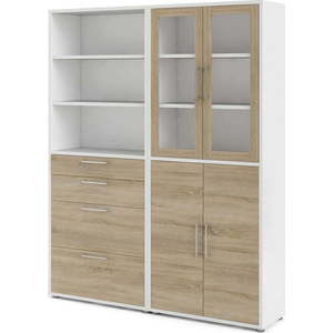 Modulární knihovna v bílo-přírodní barvě v dekoru dubu 178x222 cm Prima – Tvilum obraz