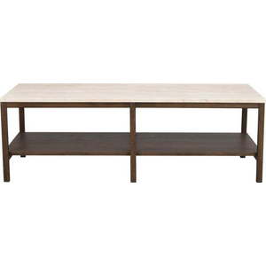 Hnědo-béžový konferenční stolek s deskou z kamene 140x60 cm Orwel - Rowico obraz