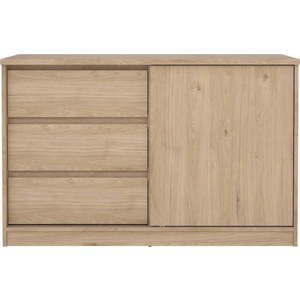 Komoda v dekoru dubu s posuvnými dveřmi v přírodní barvě 119x76x50 cm Naia – Tvilum obraz