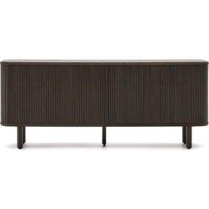 Tmavě hnědá nízká komoda v dekoru jasanu s posuvnými dveřmi 180x75 cm Mailen – Kave Home obraz