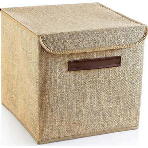 Světle hnědý úložný box s víkem z juty 30x30x30 cm – Mioli Decor obraz
