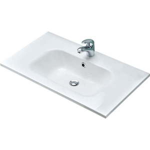 Bílé umyvadlo bez baterie z litého mramoru 2x46 cm Quickset 393 – Pelipal obraz
