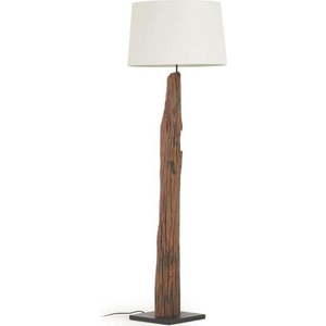 Bílo-hnědá stojací lampa s textilním stínidlem (výška 175 cm) Powell – Kave Home obraz