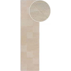 Béžový ručně tkaný vlněný běhoun 60x230 cm Checkerboard – Flair Rugs obraz