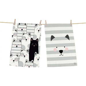 Set 2 kusů utěrek z bavlny Butter Kings Black Cat, 70 x 50 cm obraz