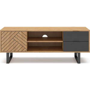 Antracitový/přírodní TV stolek v dekoru dubu 140x52 cm Madona – Marckeric obraz