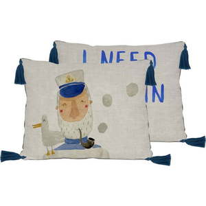 Béžový polštář s příměsí lnu Little Nice Things Captain, 50 x 35 cm obraz