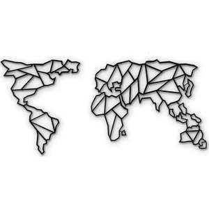 Nástěnná kovová dekorace Map Of The World Clear, 85 x 170 cm obraz