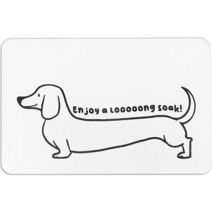 Bílá koupelnová předložka z křemeliny 39x60 cm Dachshund – Artsy Doormats obraz
