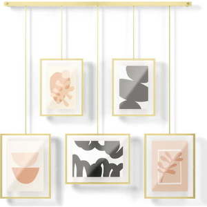 Kovové rámečky na zeď ve zlaté barvě v sadě 5 ks 70x80 cm Exhibit – Umbra obraz
