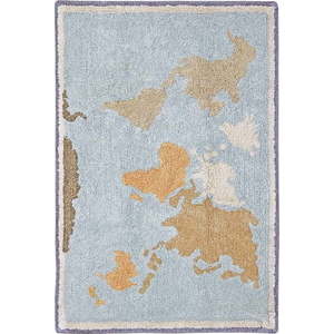 Modro-béžový pratelný ručně tkaný bavlněný dětský hrací koberec 70x100 cm Mini Worldmap – Lorena Canals obraz