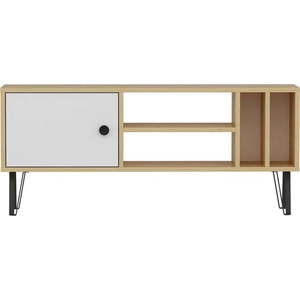 Bílý/přírodní TV stolek v dekoru dubu 120x52 cm Arven – Kalune Design obraz