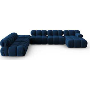 Modrá sametová pohovka 379 cm Bellis – Micadoni Home obraz
