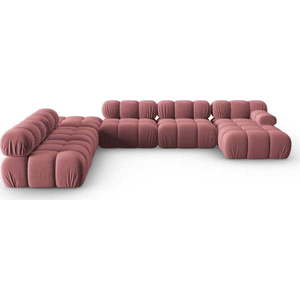 Růžová sametová pohovka 379 cm Bellis – Micadoni Home obraz