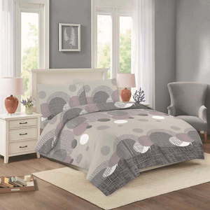Fialovo-béžové prodloužené bavlněné povlečení na dvoulůžko 200x220 cm Nora – Cotton House obraz