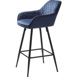 Modrá sametová barová židle (výška sedáku 67 cm) Milton – Unique Furniture obraz