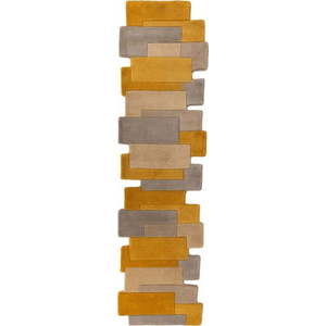 Žluto-béžový vlněný běhoun Flair Rugs Collage, 60 x 230 cm obraz