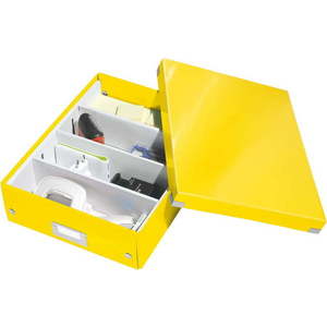 Žlutý kartonový úložný box s víkem 28x37x10 cm Click&Store – Leitz obraz
