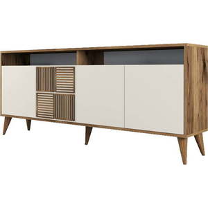 Nízká komoda v dekoru ořechu v krémové a přírodní barvě 180x79 cm Milan – Kalune Design obraz